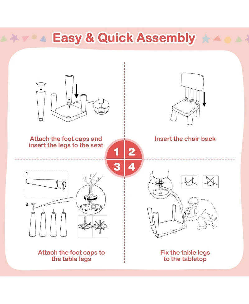 Gymax Kids Table & 2 Chairs Set Toddler Activity Play Dining Study Desk