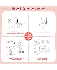 Gymax Kids Table & 2 Chairs Set Toddler Activity Play Dining Study Desk