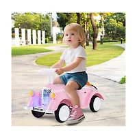 Hongge Toddler Ride On Car with Steering Wheel Lights Storage Seat and Four Wheel Stability