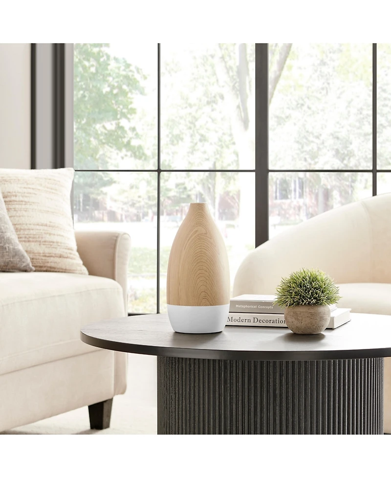 Danya B Nora Flask Teardrop Two Tone Tabletop Vase - White and Beech