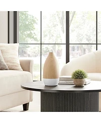 Danya B Nora Flask Teardrop Two Tone Tabletop Vase - White and Beech