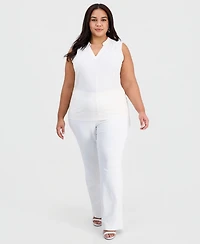 Anne Klein Plus Pleated-Shoulder Sleeveless Top