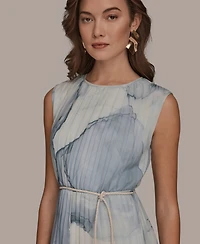 Donna Karan New York Women's Sleeveless Pleated A-Line Midi Dress