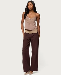 Edikted Women's Sorina Embellished V Neck Top