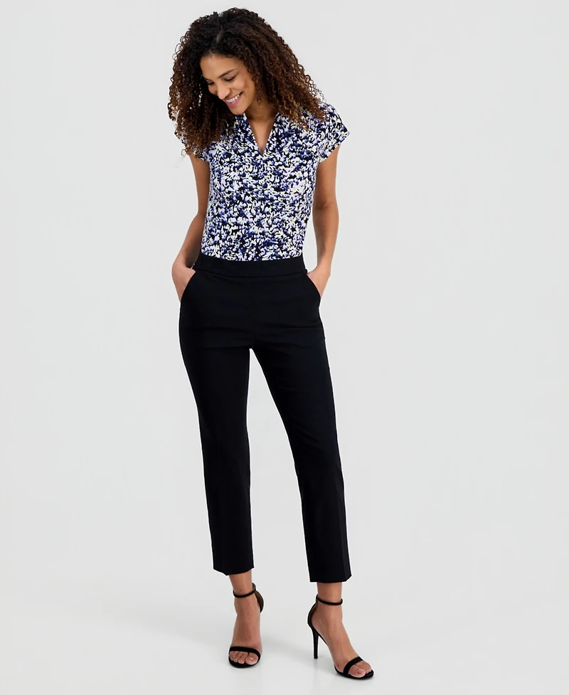 Kasper Women's Stretch Twill Cropped Pull-On Pants