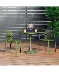 WestinTrends 3-Piece Indoor Outdoor Metal Patio Dining Table Set With Stackable Patio Chairs