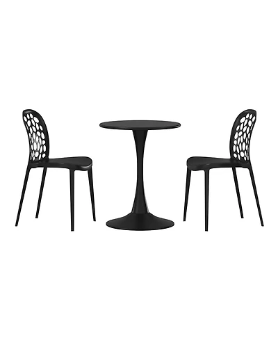 WestinTrends 3-Piece Outdoor Indoor Metal Patio Dining Table Set With Stackable Polypropylene Side Chairs