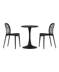 WestinTrends 3-Piece Outdoor Indoor Metal Patio Dining Table Set With Stackable Polypropylene Side Chairs