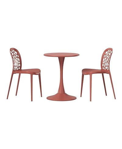 WestinTrends 3-Piece Outdoor Indoor Metal Patio Dining Table Set With Stackable Polypropylene Patio Side Chairs
