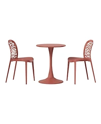 WestinTrends 3-Piece Outdoor Indoor Metal Patio Dining Table Set With Stackable Polypropylene Patio Side Chairs