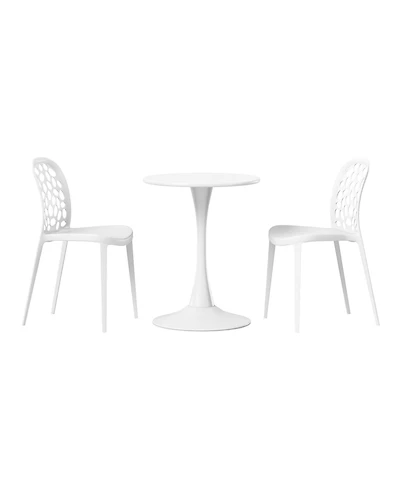 WestinTrends 3-Piece Outdoor Indoor Metal Patio Dining Table Set With Stackable Polypropylene Patio Side Chairs