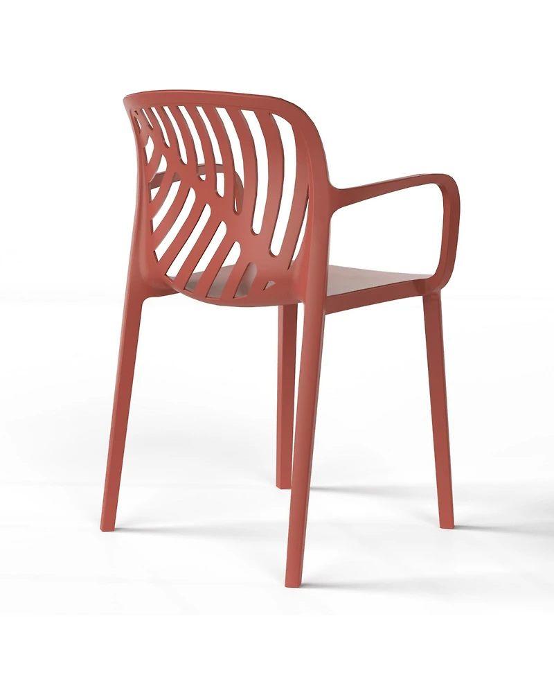 5-Piece Outdoor Indoor Metal Patio Dining Table Set With Stackable Patio Arm Chairs