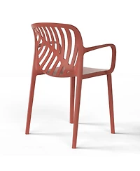 5-Piece Outdoor Indoor Metal Patio Dining Table Set With Stackable Patio Arm Chairs