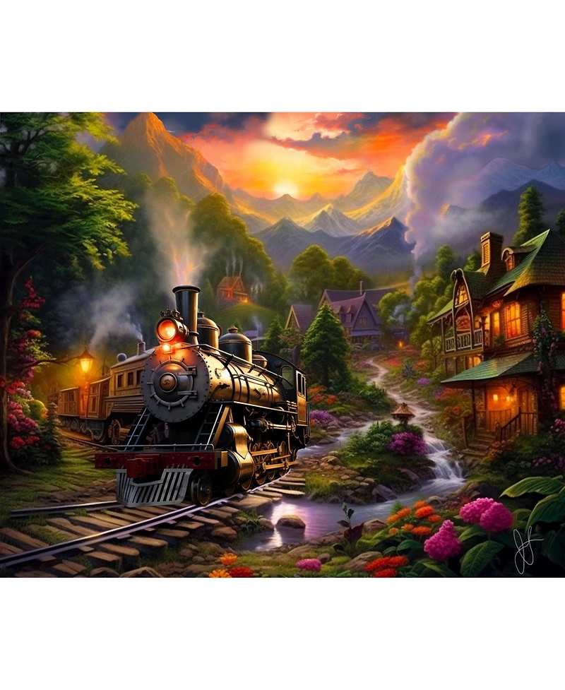 SunsOut Village Train 1000 piece Jigsaw Puzzle for Adults