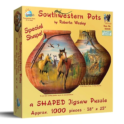 SunsOut Southwestern Pots 1000 piece Jigsaw Puzzle for Adults Special Shape