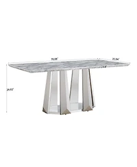 Streamdale Furniture + 70" + Faux Marble + Mirrored Base + Dining Table