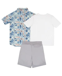 Tommy Bahama Big Boys Classic Woven Button Down Shirt, Tees and Shorts Outfit Set