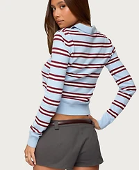 Edikted Women's Brayden Striped Polo Sweater