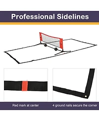Soozier 23 ft Portable Soccer Tennis/Pickleball/Badminton/Mini Tennis Net w/ Sideline for Training with Included Storage Bag, Red