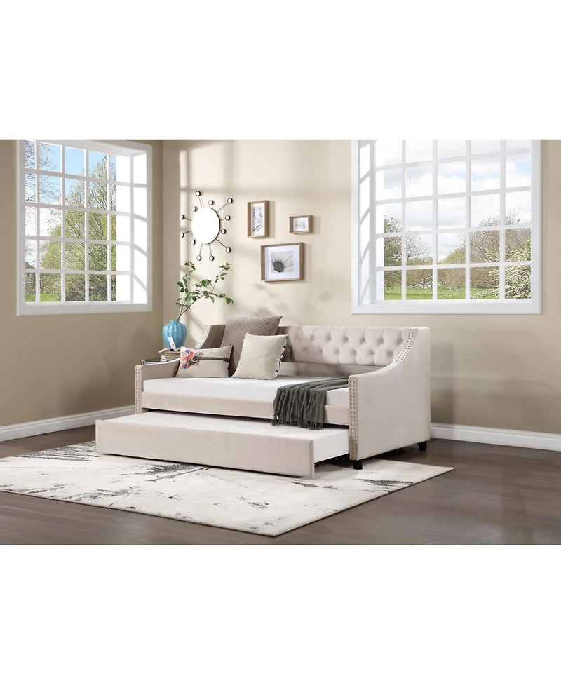 Streamdale Furniture Full Size Wood Daybed with Hideaway Trundle for Kids/Guest Room