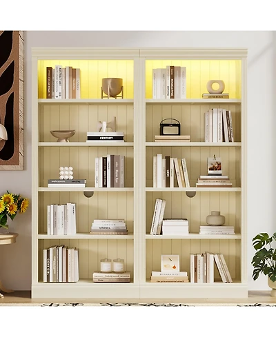 Streamdale 83" Tall 5-Tier Bookcase with Light & Adjustable Shelves