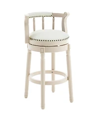 Streamdale Furniture Bar Stools Seat Height 29.5" Leather Wooden Bar Stools(White 1pc)