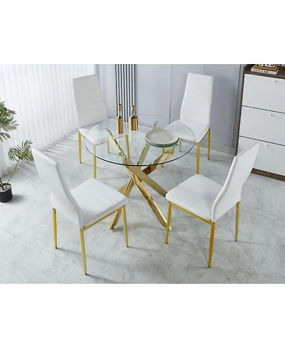 Streamdale Furniture Mid-Century Glass Top Dining Set