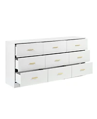 Streamdale Furniture Modern White 9-Drawer Dresser - Ample Storage