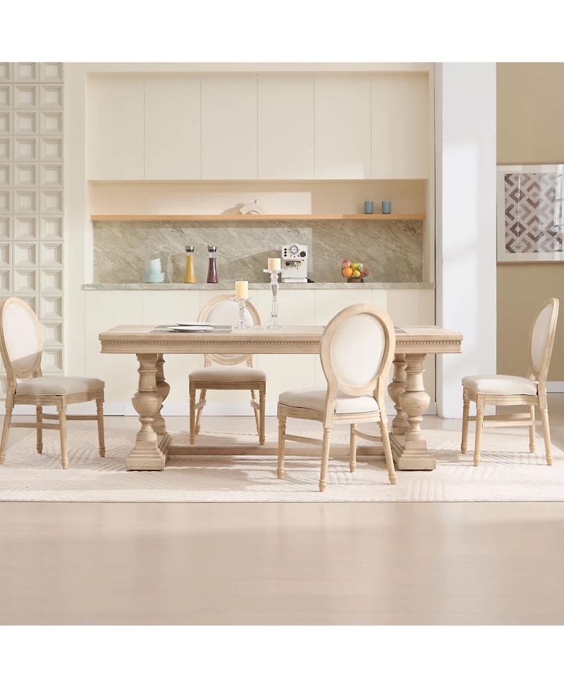 Streamdale Furniture French Country Upholstered Dining Chairs, Set of 2, Beige