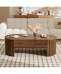 Streamdale Furniture 47.2" Lift Top Coffee Table w/ Hidden Compartment, Modern Oval