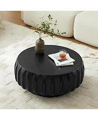 Streamdale Furniture Round Solid Wood Carved Coffee Table with Elegant Sculptural Design