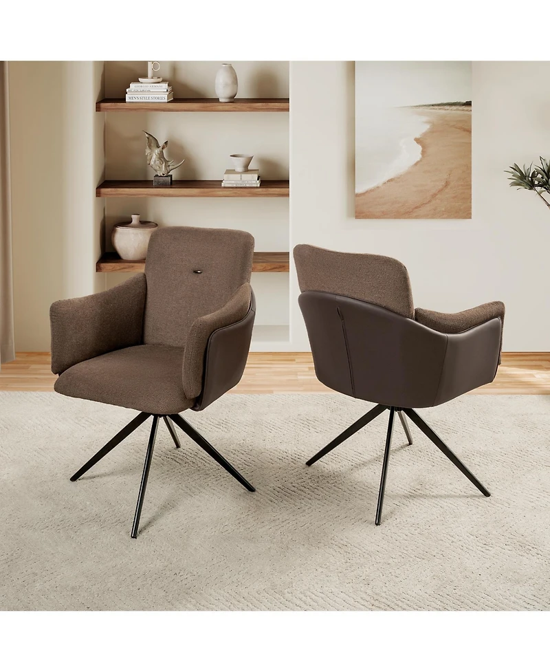 Streamdale Furniture Swivel Upholstered Chairs with Metal Base (Dark Brown)