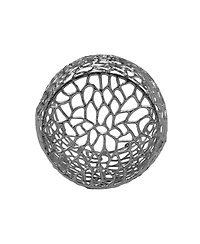 Streamdale Furniture Aluminum Drum End Table with Intricate Design-Silver Nickel