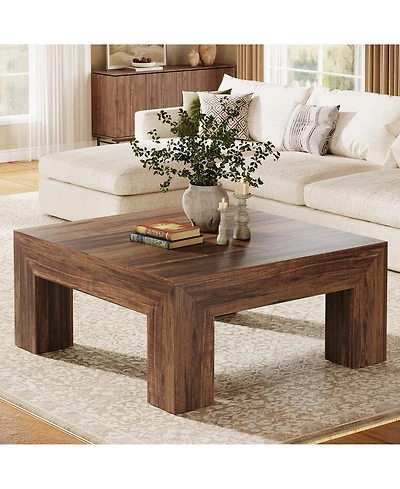 Tribesigns 39.4-Inch Square Coffee Table for Living Room, Farmhouse All Mdf Accent Center Cocktail Table