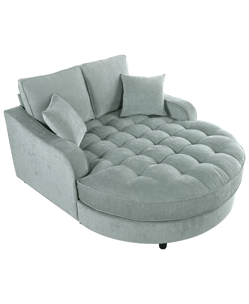 Streamdale Furniture 55" Modern Chaise Lounge Sofa Bed, Tufted, Misty Green