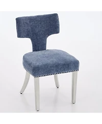 Streamdale Furniture Streamdale Mid Century Blue Chenille Dining Chairs (Set of 2