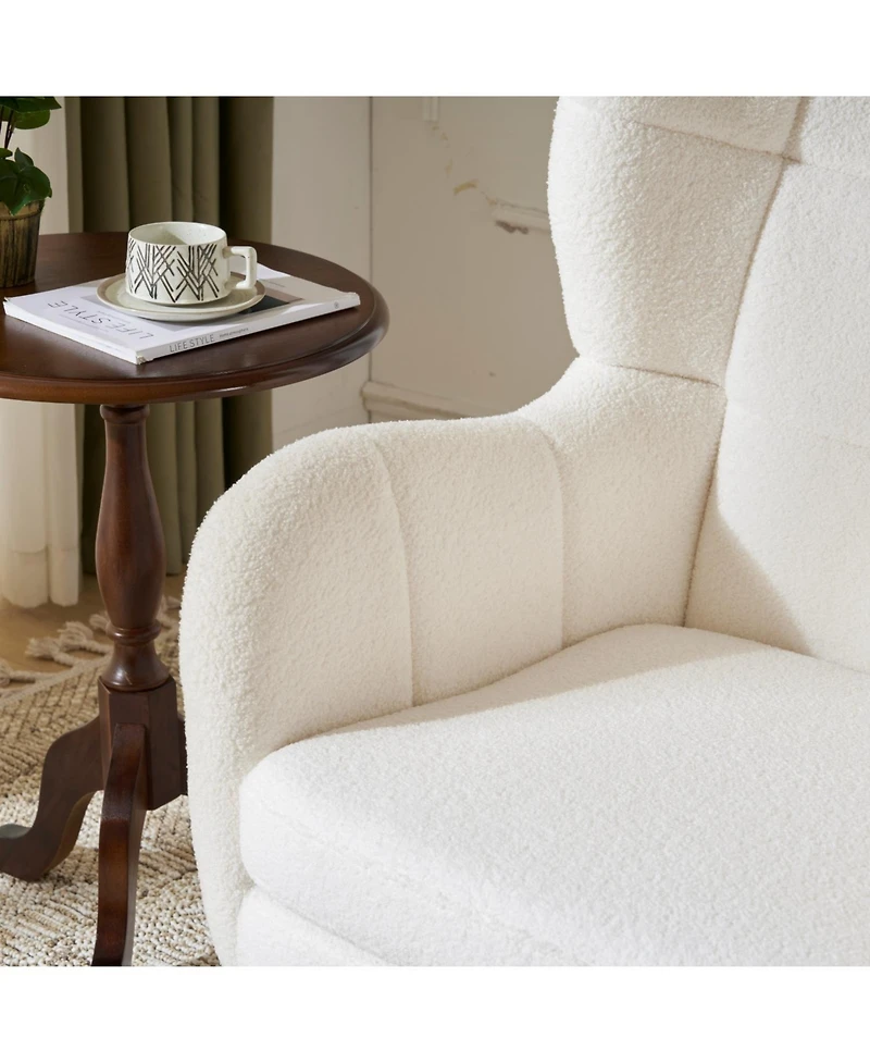 Streamdale Furniture Streamdale White Teddy Fabric Accent Chair