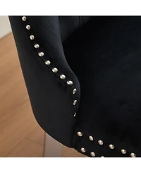 Streamdale Furniture + Loveseat Bench + Velvet + Tufted, Wing Back, Silver Legs + Dining