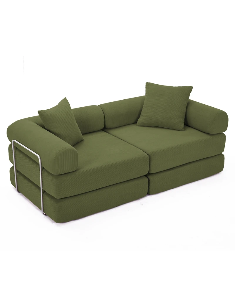 Streamdale Furniture Modular Corduroy Sofa Bed - Green