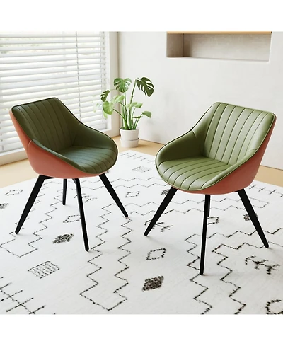 Streamdale Furniture Medieval Modern Dining Chairs Set of 2(Green & Orange)