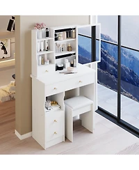 Streamdale Furniture Vanity Table with Mirror & Stool