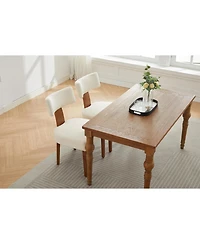 Streamdale Furniture Streamdale Linen Fabric Armless Dining Chairs, Curved Back, Wood Legs, (Set of 2)