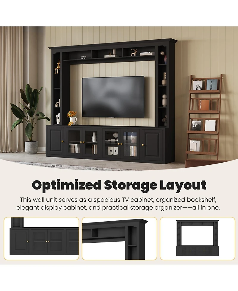 Streamdale Furniture Modern Entertainment Center Wall Unit - 80" Tv Stand, Black