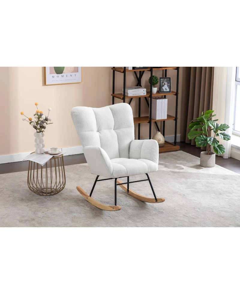 Streamdale Furniture Teddy Fabric Rocking Gilder Nursery Chair for Living Room Indoor