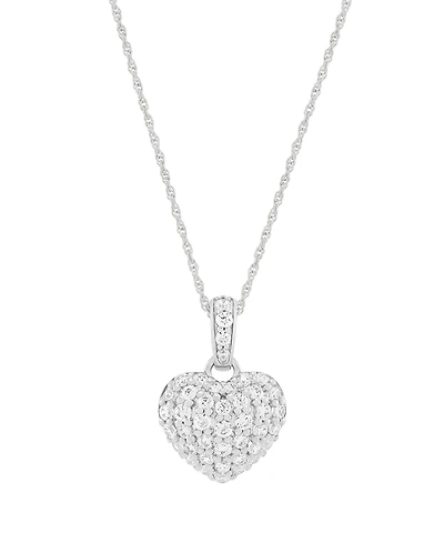 Macy's Diamond Heart Pendant Necklace (1/2 ct. t.w.) in Sterling Silver and Rhodium