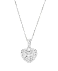 Macy's Diamond Heart Pendant Necklace (1/2 ct. t.w.) in Sterling Silver and Rhodium