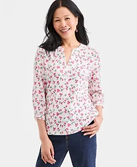 Style & Co Women's 3/4-Sleeve Split Neck Knit Top, Macy's Exclusive