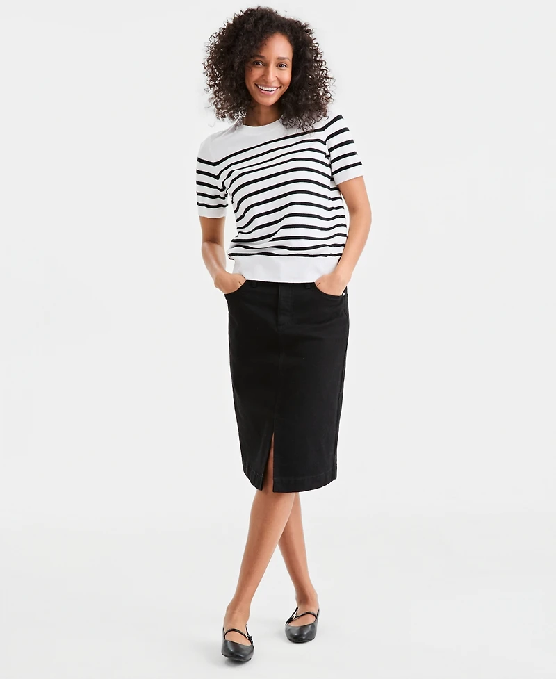 Style & Co Petite Crewneck Short-Sleeve Sweater, Macy's Exclusive