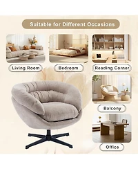 Streamdale Furniture 360 Swivel Round Club Chair with Black Metal Base (Brown)