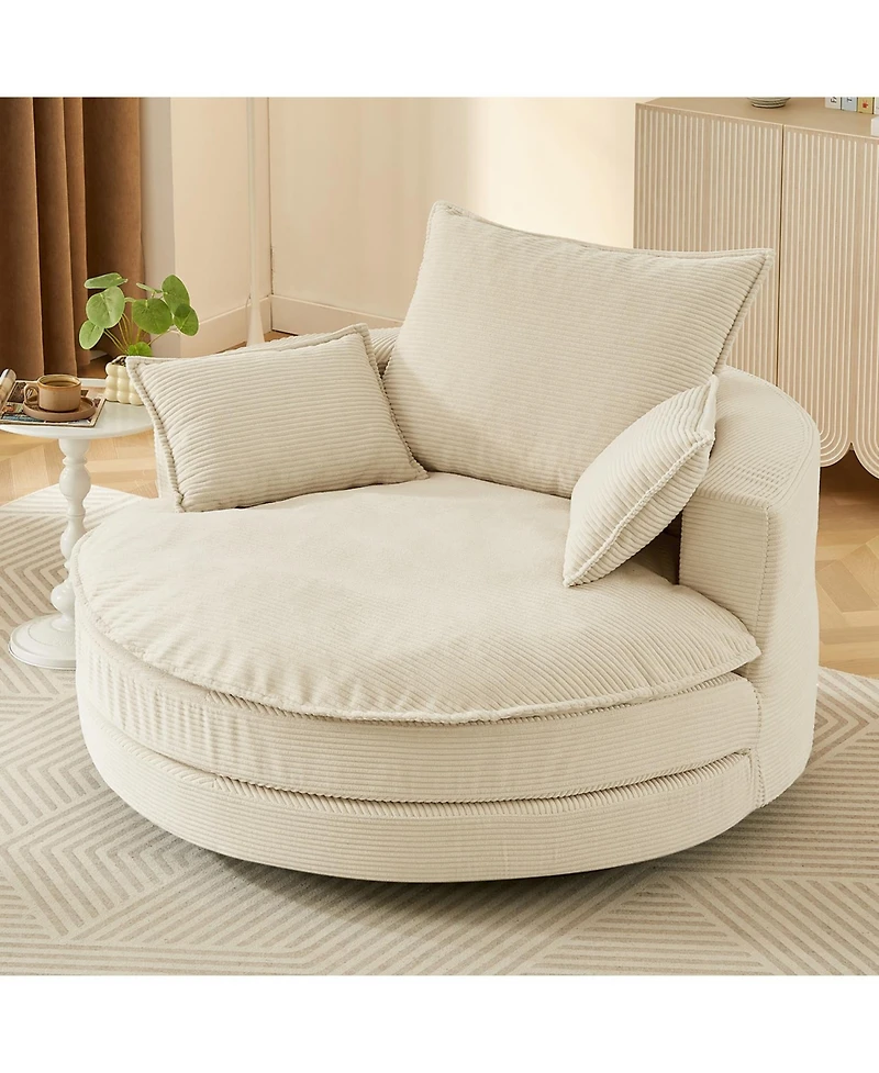 Streamdale Furniture Streamdale Swivel Barrel Chair with Pillows